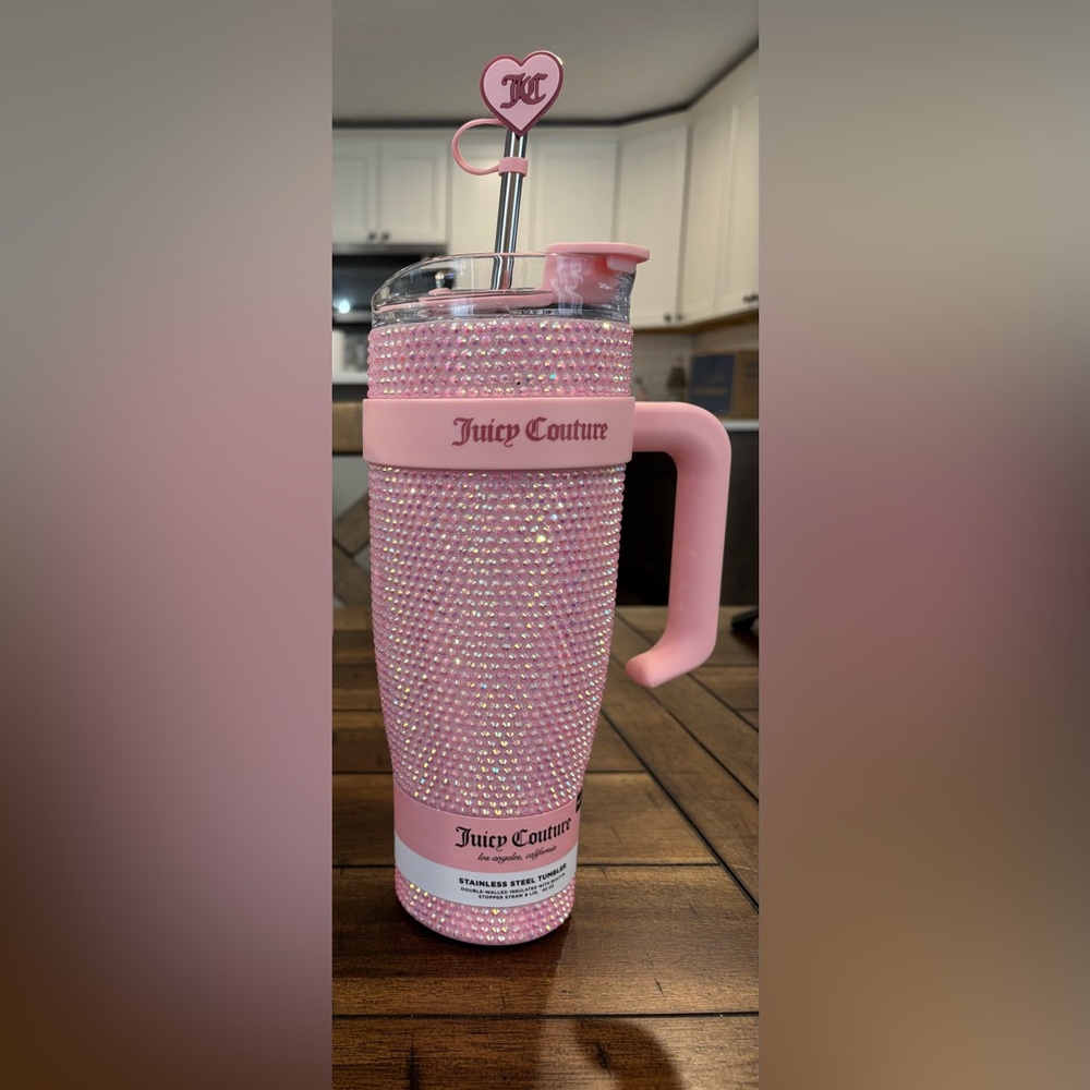 Juicy Couture Sparkling Pink Tumbler with Handle